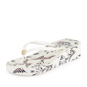 Tory Burch, Thandie Printed Wedge Flip-Flops